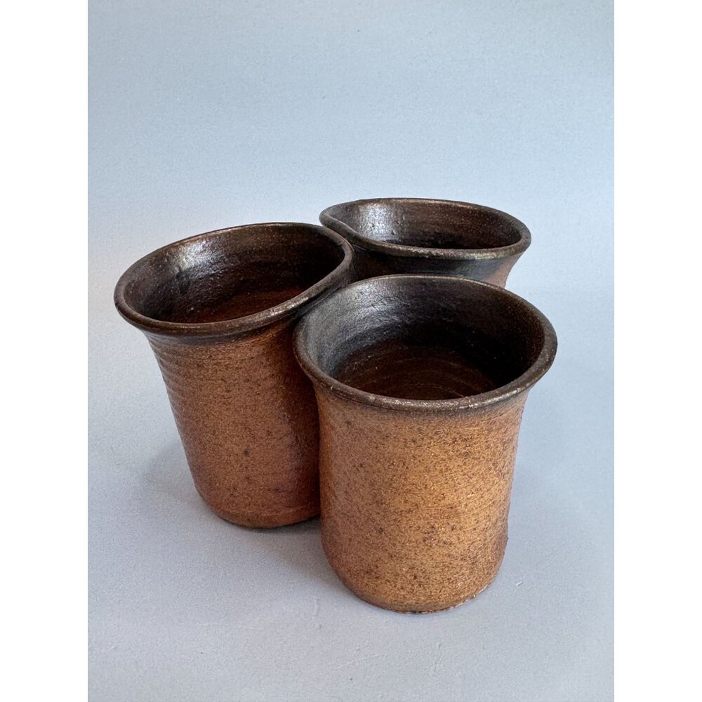 Beaver Creek Pottery Stoneware Utensil Holder Brown 3-Section 3.5"x5.25" 1981 - Picture 4 of 7